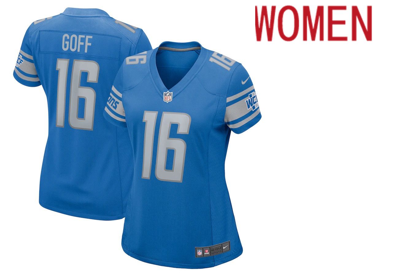 Women Detroit Lions #16 Jared Goff Nike Blue Player Game NFL Jersey->women nfl jersey->Women Jersey
